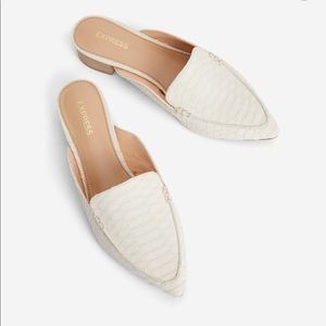 NWOT - Express White Textured Slide Loafers (Details Below)